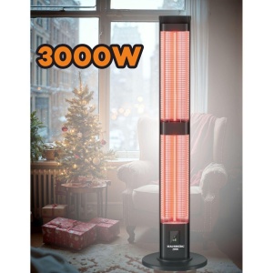Radiator electric digital cu telecomanda Hausberg HB-8570NG, 3000W, 3 trepte incalzire, tub dublu din fibra de carbon, protectie IP45, termostat digital, Negru - Img 4