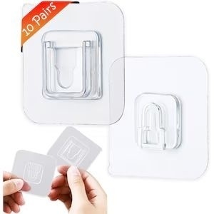 Set 10 x suport dublu cu autoadeziv , fixare/agatare diverse obiecte, aplicabil pe diverse suprafete, plastic ABS, adeziv puternic, transparent