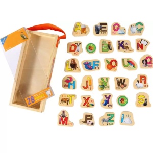 Set 28 piese litere magentice din lemn English Letters, multicolor - Img 3