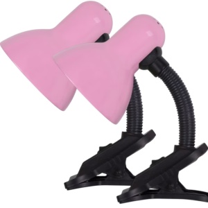 Set de 2 bucati Lampa cu clema , E27, Prindere masa, Roz