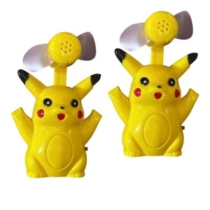 Set de 2 bucati - Mini ventilator portabil, tip Pokemon Pikachu, galben