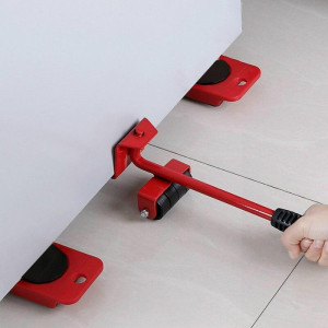 Set levier cu role + 4 suporti pivotanti cu role pentru ridicat si mutat obiecte grele, 4 x 150 kg, dispozitiv din otel inoxidabil pentru mutat mobila - Img 3
