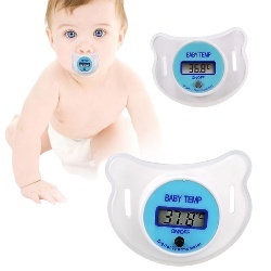 Suzeta cu termometru pentru bebelusi, cu protectie, Bleu - Img 2