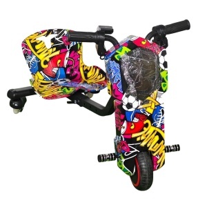 Tricicletă Electrică Drift pentru Copii, 350W, 36V, Roți Pivotante 360°, Bluetooth, LED, Model Graffiti Multicolor - Img 3