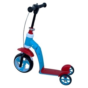 Trotineta ride-on convertibila 2in1: tricicleta si trotineta, cu frane, Albastru-Rosu - Img 4