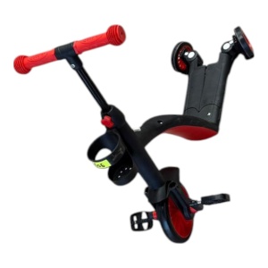 Trotinetă și bicicletă 3 în 1 pentru copii, Rosu , bicicletă de echilibru reglabilă pentru copii mici cu carcasă din plastic durabilă, pentru băieți și fete cu vârsta cuprinsă între 2 și 8 ani, 606TAN - Img 2