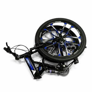 Bicicletă Caraiman 26ZD, pliabilă, roți 26 inch, cu dublă suspensie, frâne pe disc, albastru - Img 6