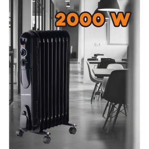 Calorifer electric cu ulei HAUSBERG HB-8915, 3 trepte, 800-1200-2000 W, 9 elementi 110 mm x 580 mm, termostat reglabil, maner si rotite pentru o deplasare facila, indicator luminos functionare, negru - Img 5