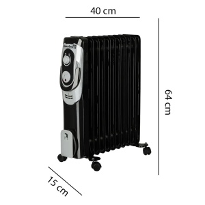 Calorifer electric Hausberg HB-8920NG, 2500 W, 11 elementi, 3 nivele de putere, termostat reglabil, Negru - Img 2