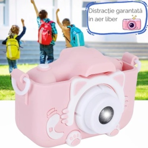 Camera foto copii, functie foto/video, Roz, Jocuri incluse - Img 3