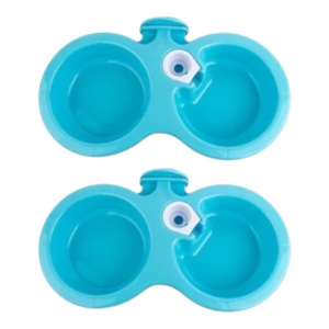 Castron dublu pentru animale, albastru, plastic, 2 compartimente - Img 2