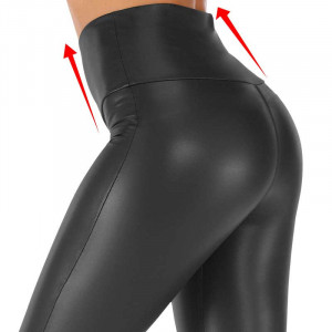 Colanti Legging Slim Fit cu Banda Ridicata in Jurul Taliei, Colanti de Dama, Culoare Neagra, Diverse Marimi - Img 5