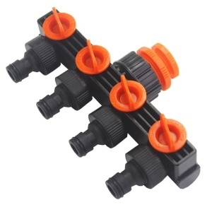 Conector de furtun pentru gradina , 4 iesiri, reglabil, negru/portocaliu - Img 4