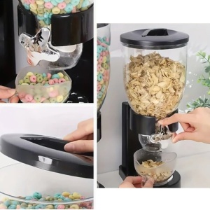 Dispenser pentru cereale din plastic, Negru, 14 X 35CM - Img 4