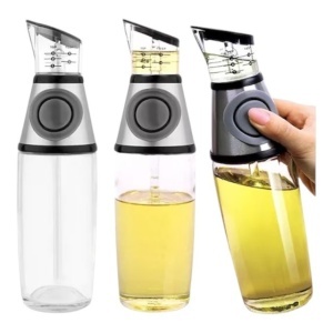 Dozator de ulei si otet, sticla si inox, recipient gradat, 500ml - Img 3