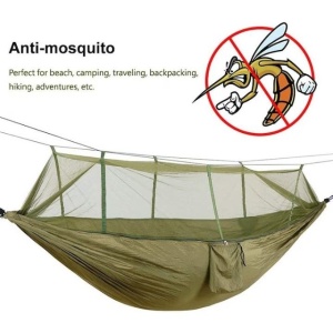 Hamac de gradina pentru camping, 2 persoane, Plasa de tantari, Rezistent, Portabil, 260*200*130cm - Img 3
