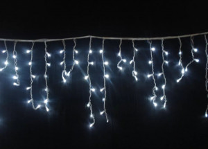 Instalatie Turturi 901W, 300 LED-uri, alb rece, 15metri, Fir Alb, Interconectabil cu flash led, Tip Franjuri, de Exterior
