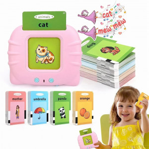 Joc Interactiv, ALBASTRU, Cititor Carduri in Limba Engleza Kitty Cards Reader, Invata Engleza 112 bucati carduri flash 224 de cuvinte, 2 ani+, Jucarie educativa Montessori, 0100ZD - Img 3