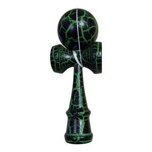 Kendama profesionala din lemn , model clasic cu design crapat culoare Verde/Negru - Img 2