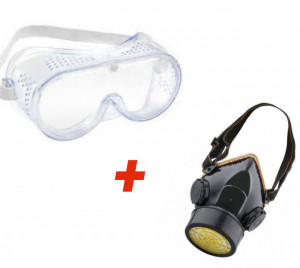 Masca de protectie cu filtru de carbon activ Epica Star, pentru lucru in mediu chimic plus ochelari protectie