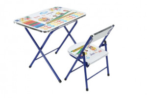 Masuta si Scaunel Pliabile B10 , Imprimeu Bach To School , Reglabile pe Inaltime - Img 2