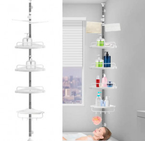 Organizator Multifunctional de Colt Multi Corner Shelf, Pentru Baie si Bucatarie, cu 4 etajere, inaltime 100-320 cm, ideal pentru lipsa de spatiu de stocare - Img 5