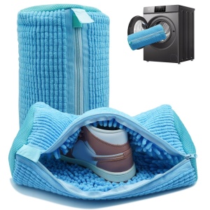 Sac pentru spalat incaltamintea in masina de spalat, fibra moale pentru protectie incaltaminte, material rezistent, Albastru - Img 2