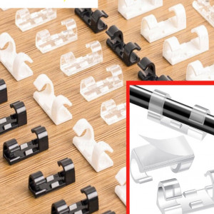 Set 16 Clipsuri Organizare Cabluri, Autoadeziv, Rezistent la Temperatura, 1.5 x 4 cm, Negru - Img 2