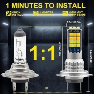Set 2 Bec Led H7 3030 SMD 90W 8500LM/set cu 2 moduri de lumina (rece si calda) 30 LED - Img 4