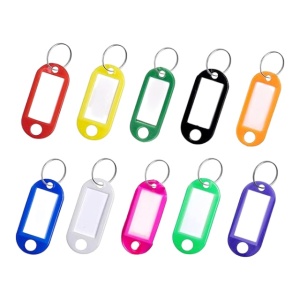 Set 5 Etichete Chei tip Breloc Plastic Colorat Inel Metalic 5.5x2cm