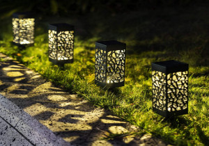 Set 5 Lampi solare de gradina tip Felinar, alb cald, rezistenta la apă, iluminare cu LED - Img 3
