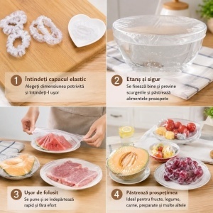 Set 500 Capace Alimentare Elastice Transparente – pentru Boluri și Recipiente - Img 4