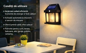 Set 8 Bucăți Lampă Solară de Perete Exterior cu Senzor de Mișcare și Senzor Crepuscular, 3 Moduri Iluminare - Img 7