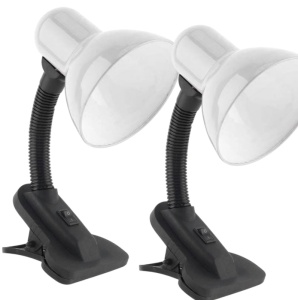 Set de 2 bucati Lampă de birou E27/E28 cu clemă pentru blatul biroului,ALB