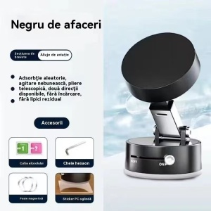 Suport magnetic nou pentru telefon cu aspiratie magnetica, pentru telefon cu aspiratie, suport magnetic pentru telefon pliabil si retractabil pe ambele parti, pentru toate telefoanele mobile (negru) - Img 4
