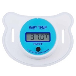 Suzeta cu termometru pentru bebelusi, cu protectie, Bleu - Img 1