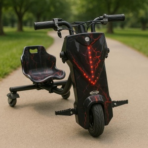 Tricicleta electrica drift Hausberg HB-KD05NG, 8 inch, motor 250-300W, 3 viteze, autonomie 10-15 km, viteza 15 km/h, negru - Img 2