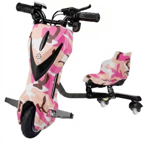 Tricicleta Electrica Drift Pentru Copii 360, Motor 350W, Baterie 36V, 4400 mAh, Bluetooth, Viteza 15 km/h, Camouflage