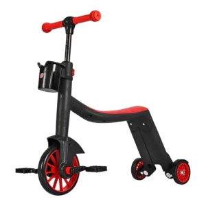 Trotinetă și bicicletă 3 în 1 pentru copii, Rosu , bicicletă de echilibru reglabilă pentru copii mici cu carcasă din plastic durabilă, pentru băieți și fete cu vârsta cuprinsă între 2 și 8 ani, 606TAN