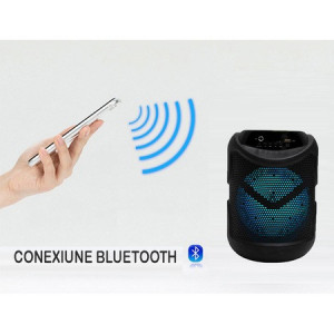 Boxa Portabila KTS1510, Cu Microfon Inclus, Audio Bluetooth 6.5″, Led, Radio FM, Suport MP3, Cu Telecomanda, USB si Card TF, Negru - Img 2