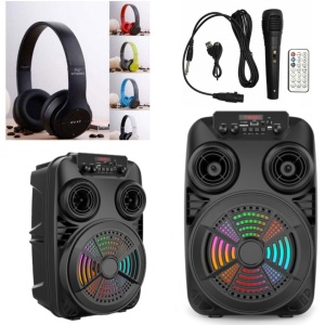 Boxa Portabila Wireless ZQS 8107S, Lumini LED RGB, 3000Mah acumulator, Suport Microfon AUX, Telecomanda, Negru - Img 5