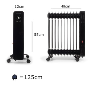 Calorifer electric Digital cu Telecomanda Hausberg HB-8955NG, 2500W, 11 elementi, 3 setari, Termostat electronic, Protectie supra-incalzire, Protectie anti-rasturnare, Negru - Img 4