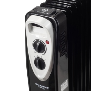Calorifer electric Hausberg HB-8913NG, 2500 W, 13 elementi, 3 trepte de putere, Termostat reglabil, Protectie supra-incalzire, Protectie anti-rasturnare, Indicator luminos, Negru - Img 5