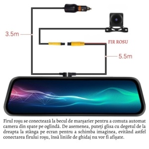 Camera de bord auto tip OGLINDA WiFi 4K , Fata 4K + spate 1080P, Touch Screen de 9,66 inch, Carplay si Android auto, Transmitator FM, Senzor-G, Night-Vision , Negru deschis, NAVIGATIE UNIVERSALA - Img 9