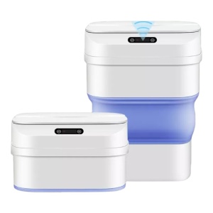 Cos de Gunoi Pliabil Automat Senzor de Miscare Capaciate 17 5L Alb/Bleu - Img 3