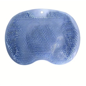 Covoras pentru baie sau dus, 2 in 1 din silicon pentru masaj, antiaderent, Albastru
