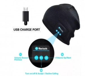 Fes Gri Inchis, Caciula Smart, cu casti si microfon intergrat, Bluetooth, Handsfree si Muzica, tricot, - Img 3