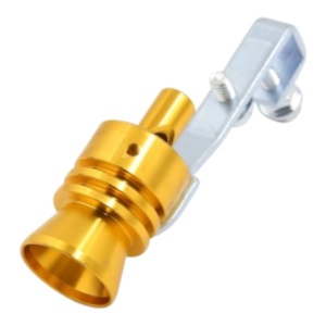 Fluier teava evacuare auto/moto, aluminiu galben, efect sonor turbo, usor de montat