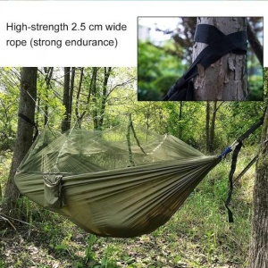 Hamac de gradina pentru camping, 2 persoane, Plasa de tantari, Rezistent, Portabil, 260*200*130cm - Img 4