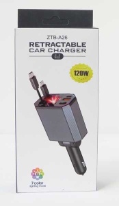 Incarcator auto 4 in 1, adaptor bricheta 12V-5V/2.4 QC/PD, cu cabluri retractabile si voltmetru - Img 2